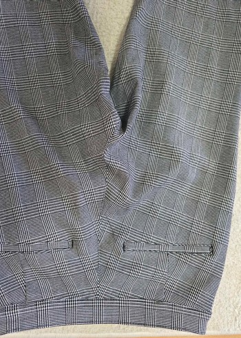 Gri ekose HM  Kumaş Kadın Pantolon - Görsel 4