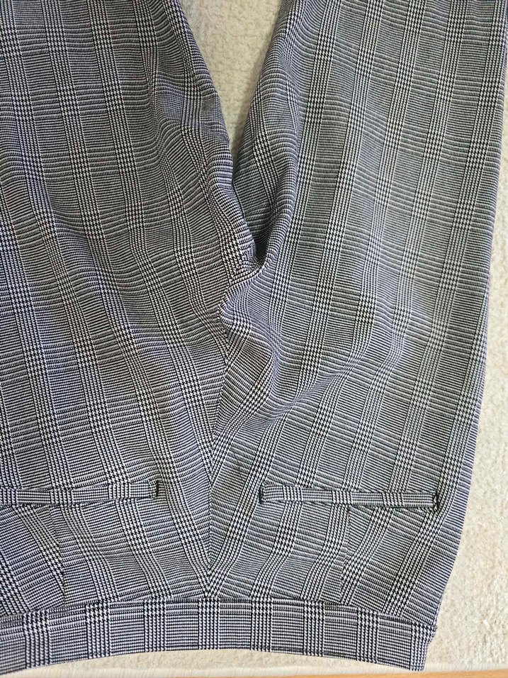 Gri ekose HM  Kumaş Kadın Pantolon - Görsel 4