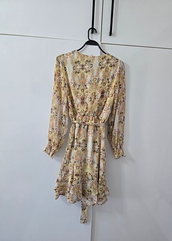 KOTON Bej V Yaka Uzun Kollu Midi Bohem Elbise - Görsel 2