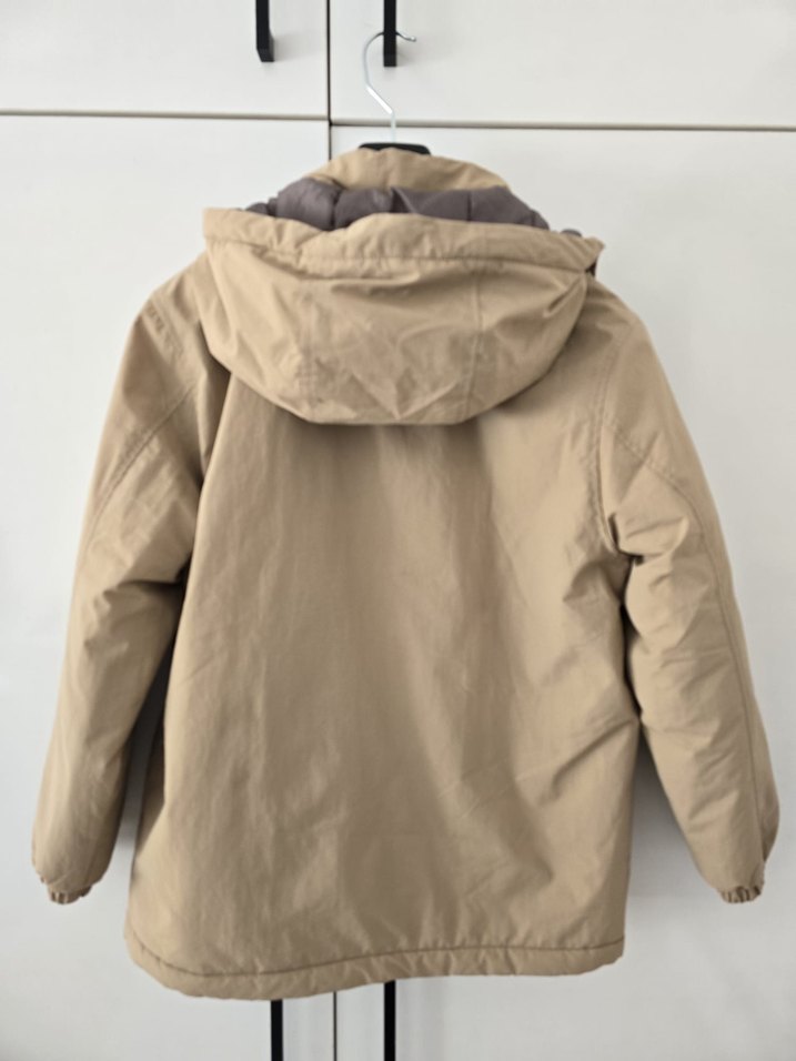 MANGO 11 12 YAS Bej Kapüşonlu Erkek mont fermuar ve çıtçıtlı - Görsel 2