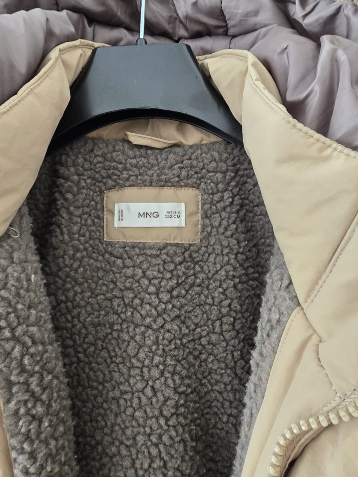 MANGO 11 12 YAS Bej Kapüşonlu Erkek mont fermuar ve çıtçıtlı - Görsel 3