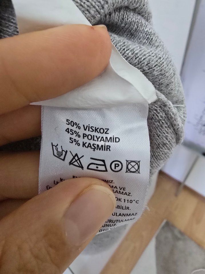 BEYMEN KAŞMİR Gri Yünlü Yumuşak Boğazlı Kadın Kazak - Görsel 4