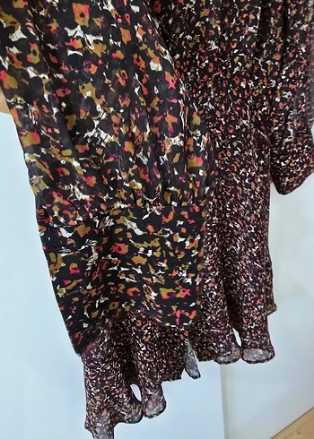 RANDOM ŞİFON Uzun Kollu Bağlamalı Mini Elbise - Görsel 7