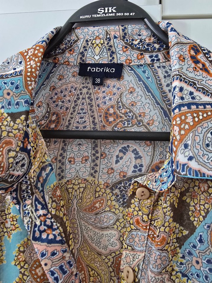 FABRİKA ŞİFON ELBİSE Bohem Uzun Kol Desenli Kadın Tunik - Görsel 3