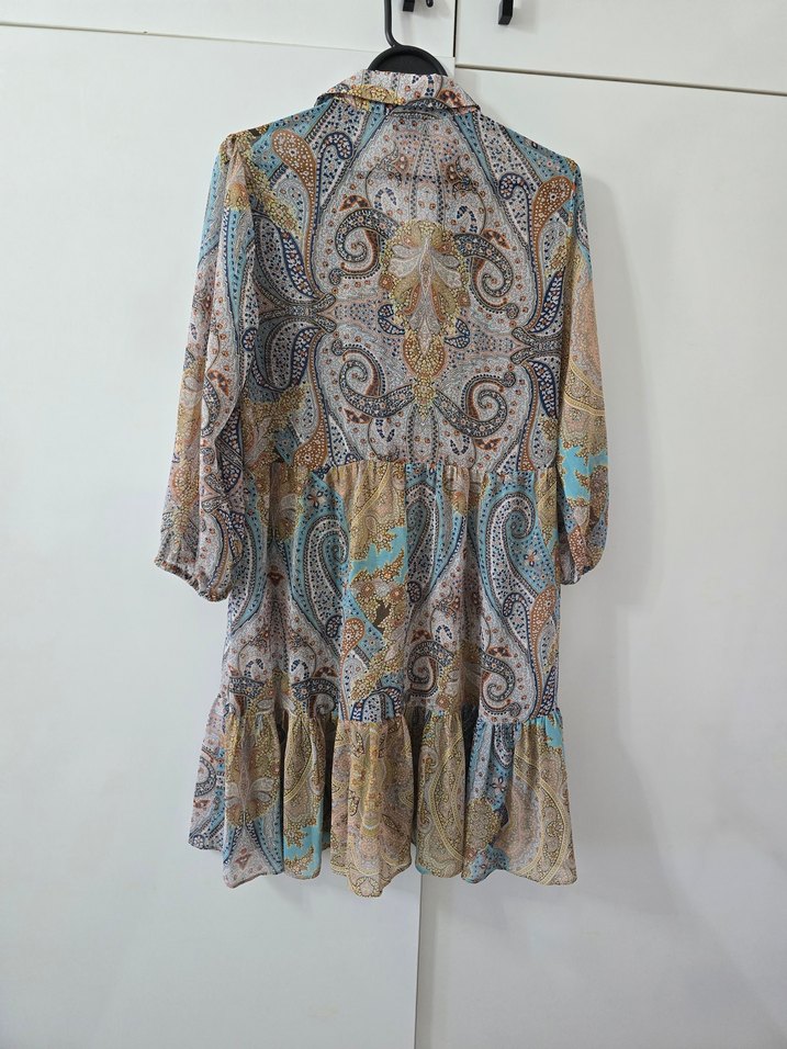 FABRİKA ŞİFON ELBİSE Bohem Uzun Kol Desenli Kadın Tunik - Görsel 4