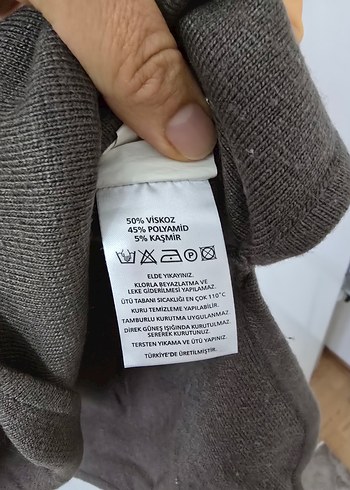 Gri Boğazlı Triko Kadın Kazak - Görsel 5