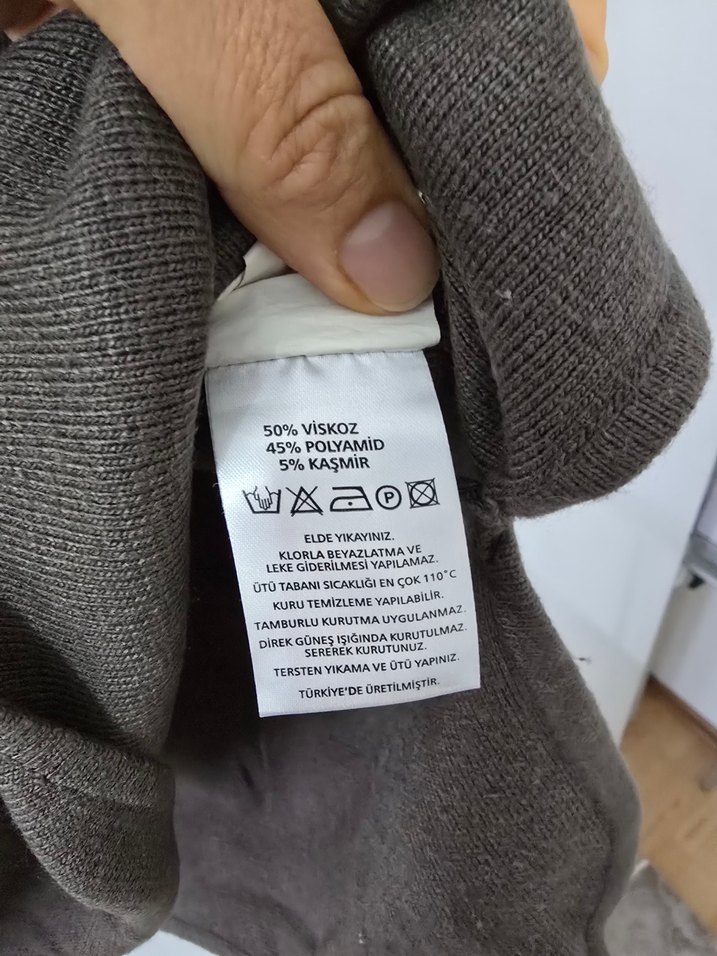 Gri Boğazlı Triko Kadın Kazak - Görsel 5