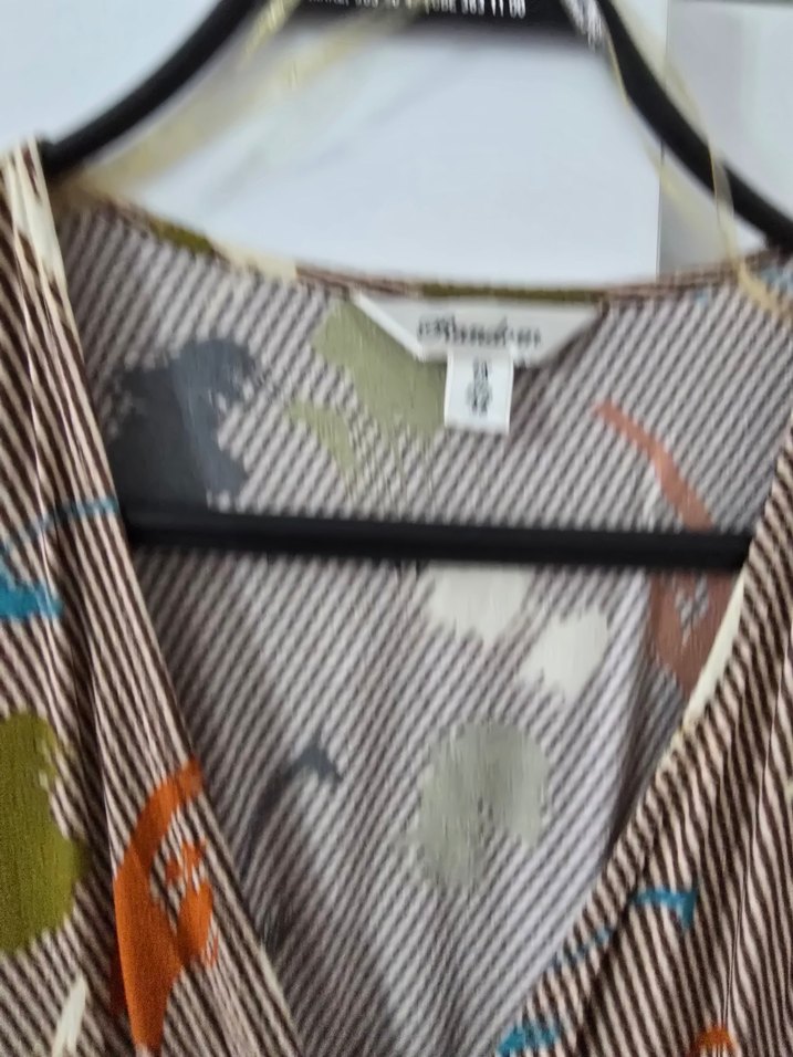 RANDOM ŞİFON ELBİSE Çok Renkli V Yaka Düğmeli Uzun Elbise - Görsel 5