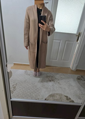 MANGO Bej Uzun Kol Kadın Kaban - Görsel 7