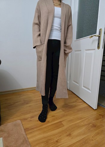 MANGO Bej Uzun Kol Kadın Kaban - Görsel 8