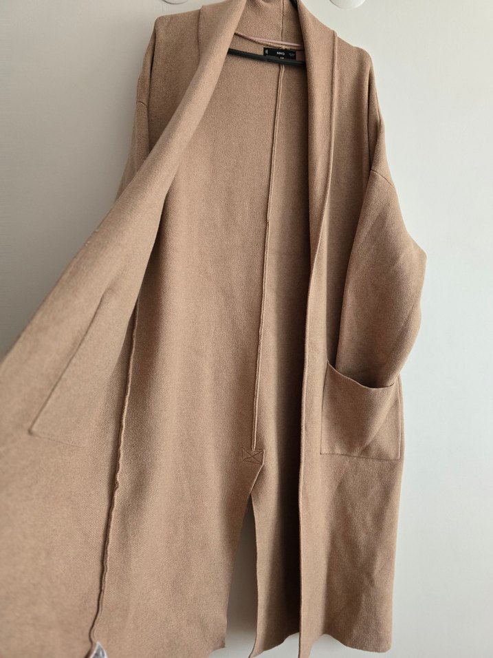 MANGO Bej Uzun Kol Kadın Kaban - Görsel 3