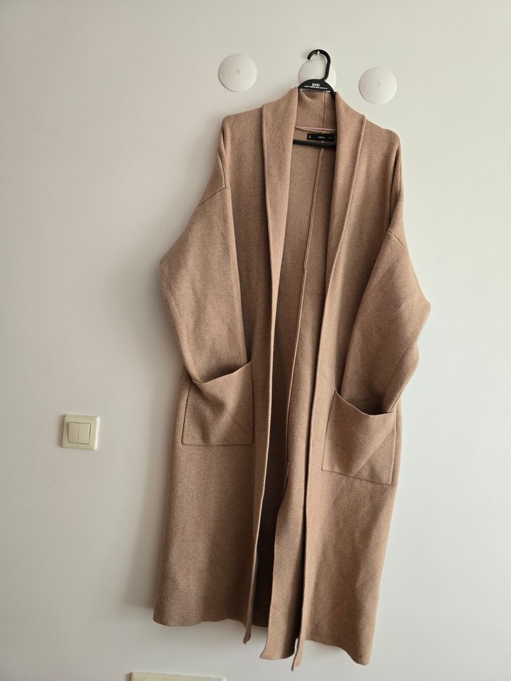 MANGO Bej Uzun Kol Kadın Kaban - Görsel 2