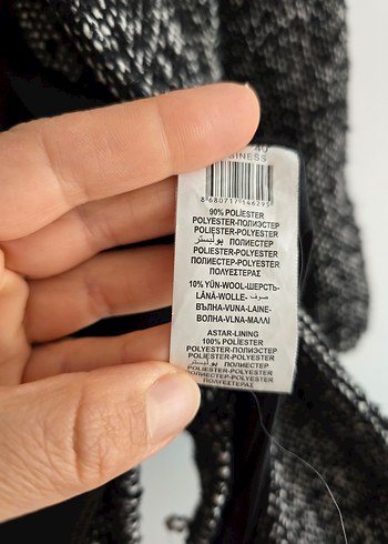 KOTON YÜN KABAN Çift Düğmeli Siyah-Beyaz Kaban - Görsel 10