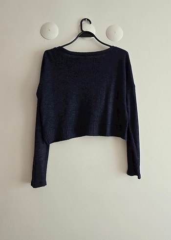 KOTON CROP Gri Triko Kadın Kazak - Görsel 4