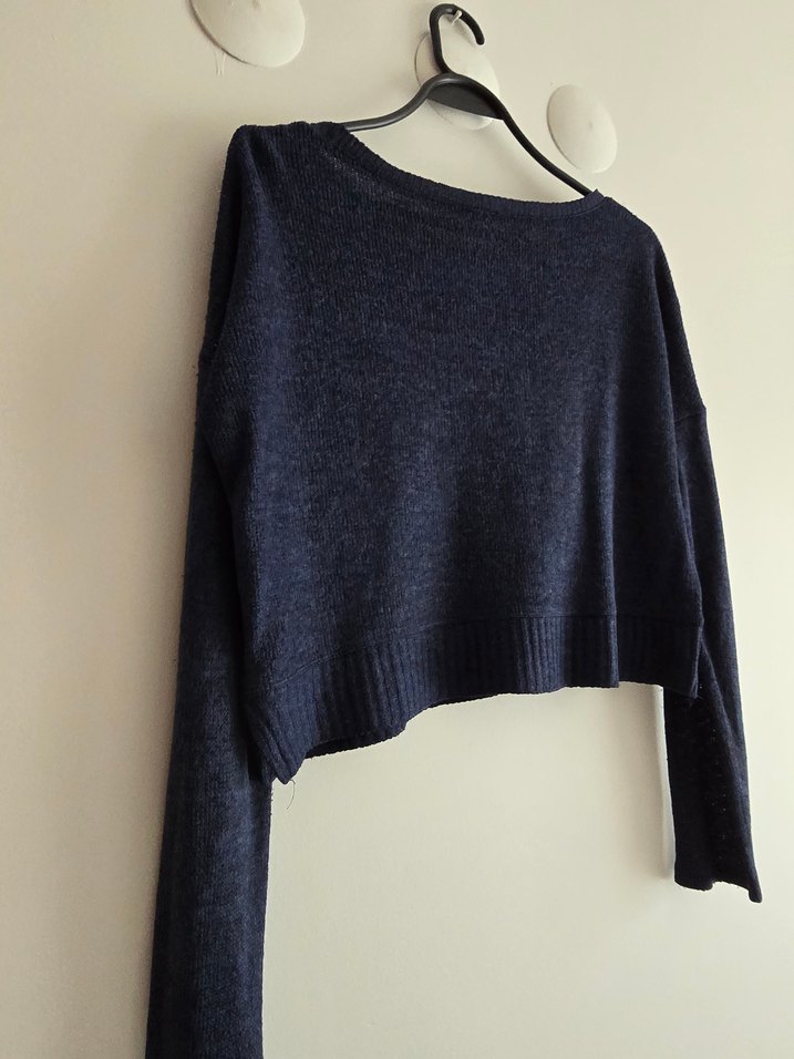 KOTON CROP Gri Triko Kadın Kazak - Görsel 2