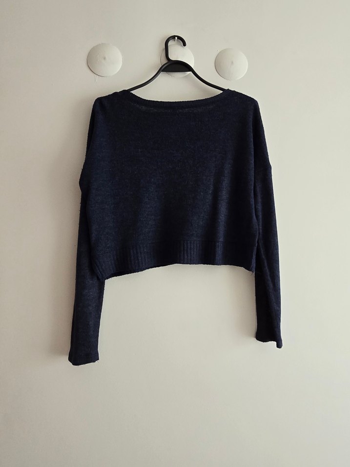 KOTON CROP Gri Triko Kadın Kazak - Görsel 4