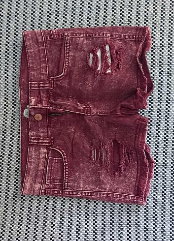 28 Beden bordo Renk Kadın şort denim jean kot jeans 28 beden