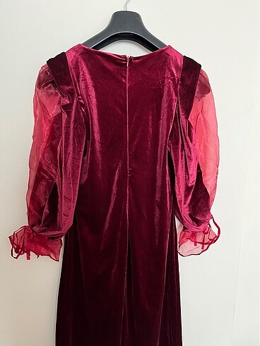 40 Beden Bordo Renkli Elbise