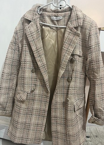 Bej Midi Kadın Blazer Ceket