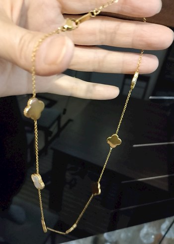 Uzun Altın Zincir Detaylı Kadın Kolye - Görsel 4