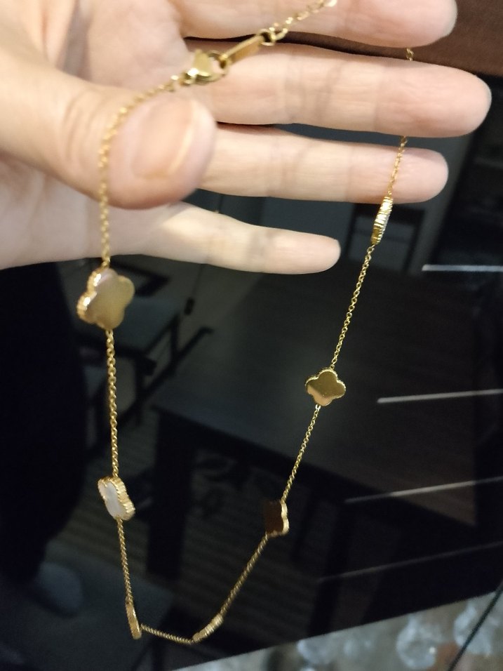 Uzun Altın Zincir Detaylı Kadın Kolye - Görsel 4