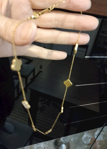 Uzun Zincir Detaylı Altın Renk Kadın Kolye - Görsel 8