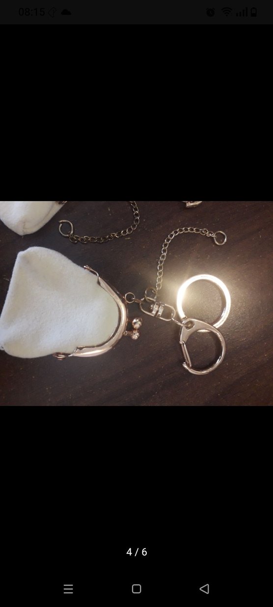 Parlak Beyaz Zincir Detaylı Kadın Anahtarlık - Görsel 5