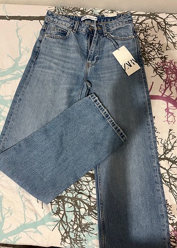 ZARA straight fit yüksek bel uzun jean