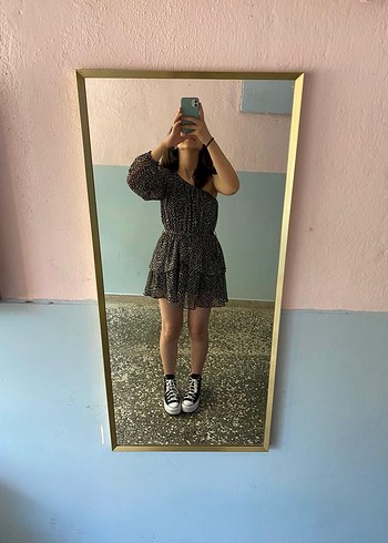 s Beden Kadın Mini Tek Omuz Fırfırlı elbise
