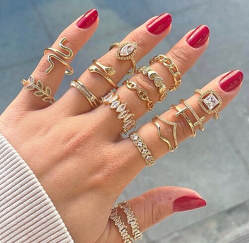 Beden Zirkon Taşlı Yüzük Gold