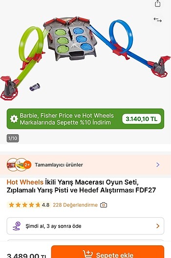 Hot wheels ikili yarış parkuru