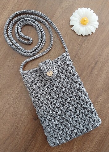 Örgü telefon çantası