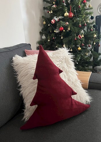 Bordo Yılbaşı Yastığı - Ağaç Şeklinde - Görsel 3