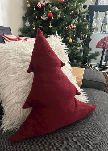 Bordo Yılbaşı Yastığı - Ağaç Şeklinde - Görsel 2