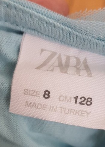 Kız Çocuk Mavi Fırfırlı Nakışlı Elbise - Görsel 3