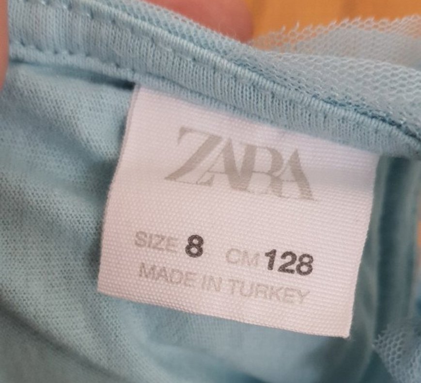 Kız Çocuk Mavi Fırfırlı Nakışlı Elbise - Görsel 3