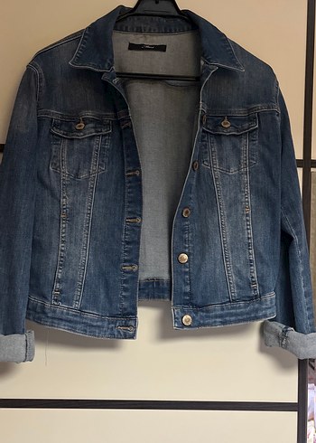Kadın Gri Denim Ceket, Düğmeli, slim fit Kesim