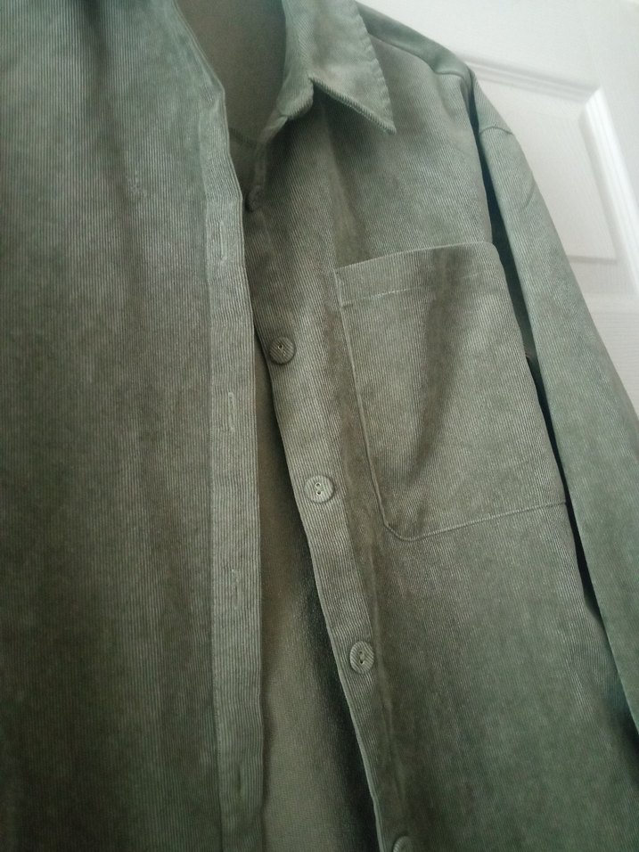Kadın Haki Süet Düğmeli Gömlek - Görsel 2