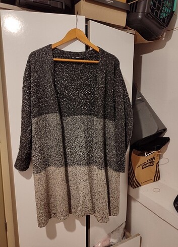 H&M Gri tonlu uzun ve kalın hırka