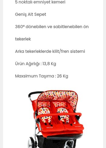 bayb Max ikiz bebek arabası - Görsel 6