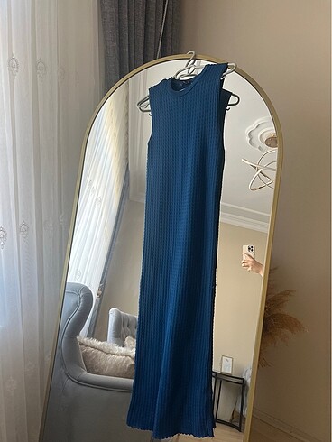 Larcivert triko elbise - Görsel 5