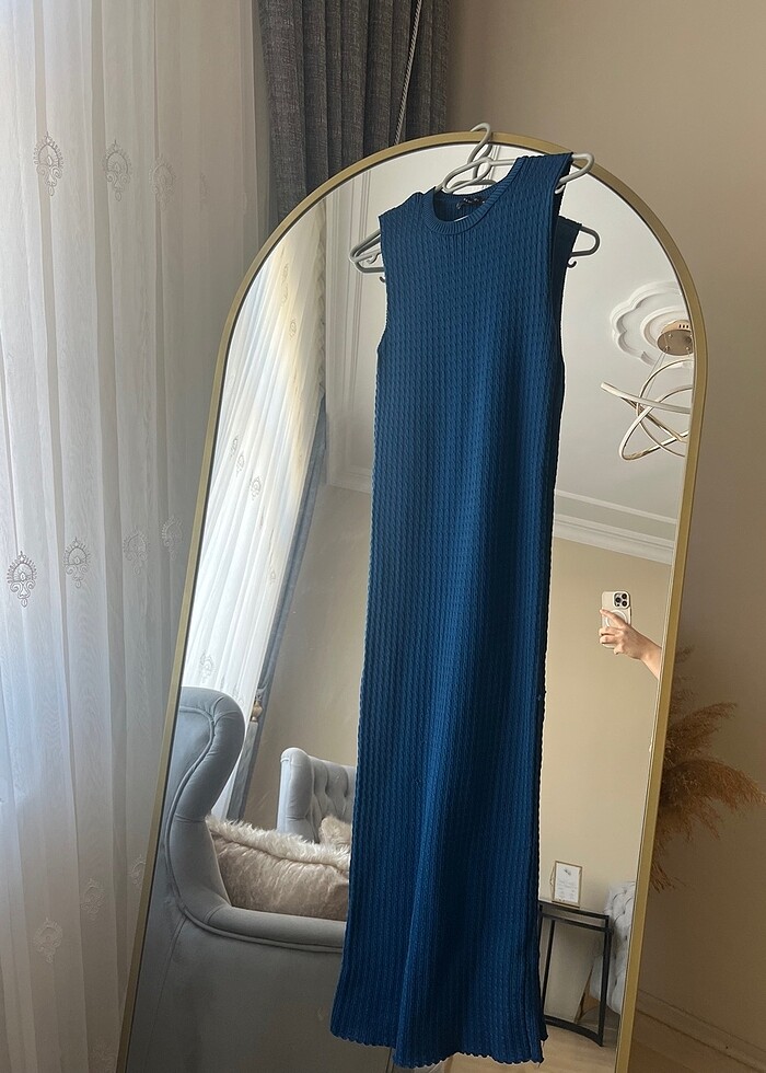 Larcivert triko elbise - Görsel 4