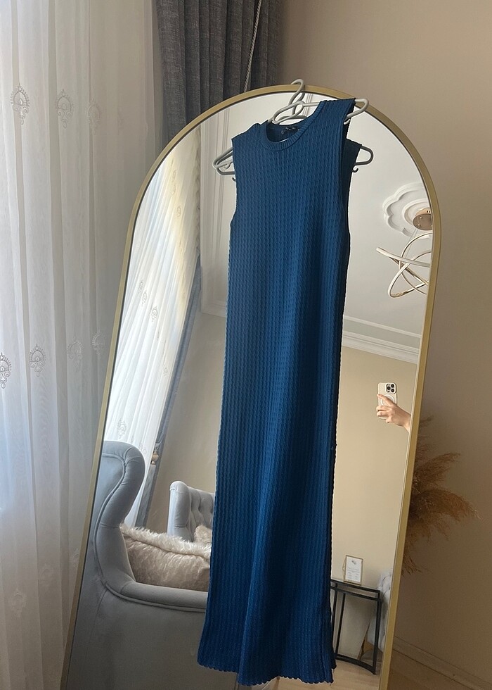 Larcivert triko elbise - Görsel 5