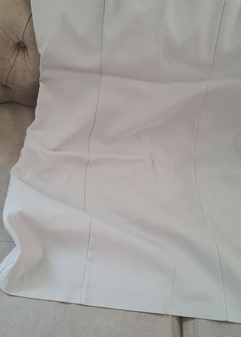 xl Beden Bej V Yaka Kolsuz Midi Kalem Elbise