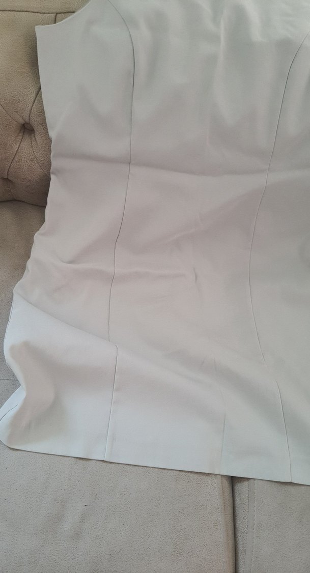 Bej V Yaka Kolsuz Midi Kalem Elbise - Görsel 3