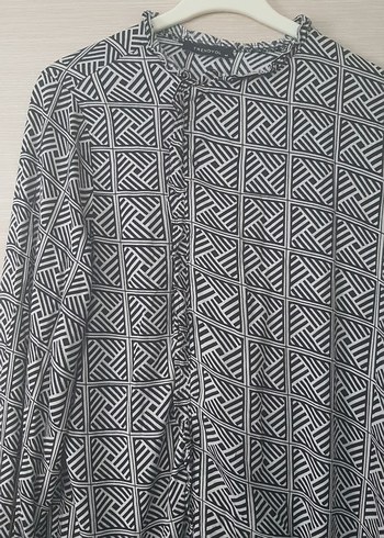 Bohem Gri Zebra Desenli Uzun Kollu Tunik - Görsel 2