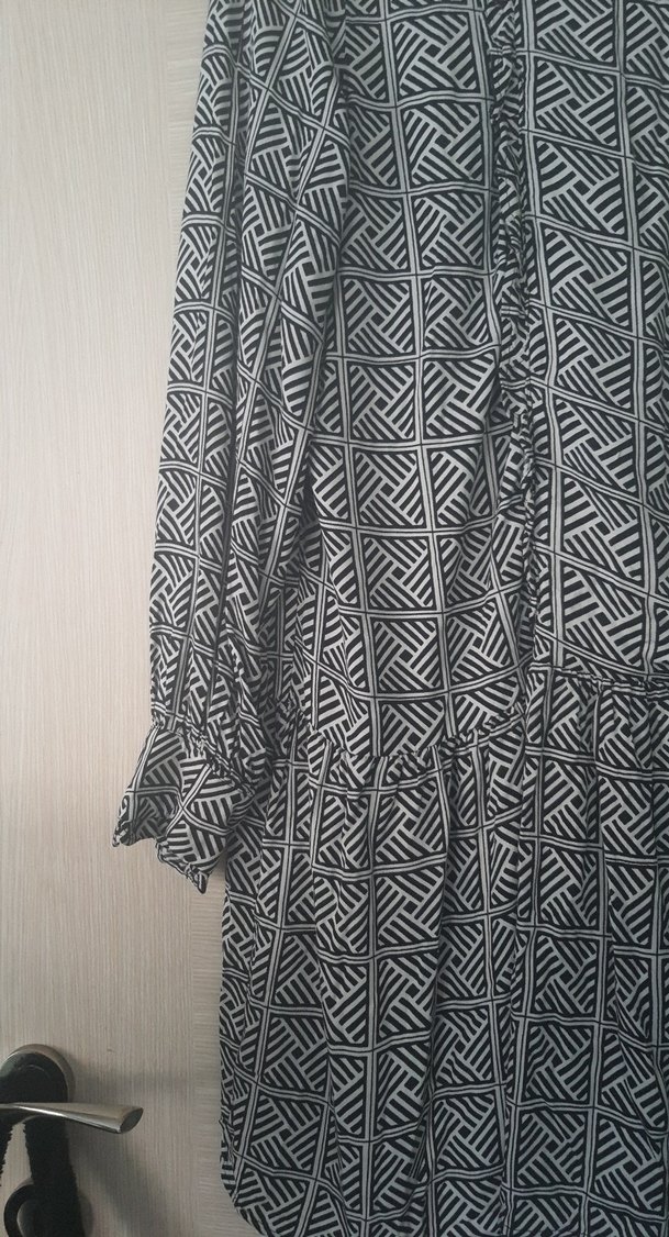 Bohem Gri Zebra Desenli Uzun Kollu Tunik - Görsel 4