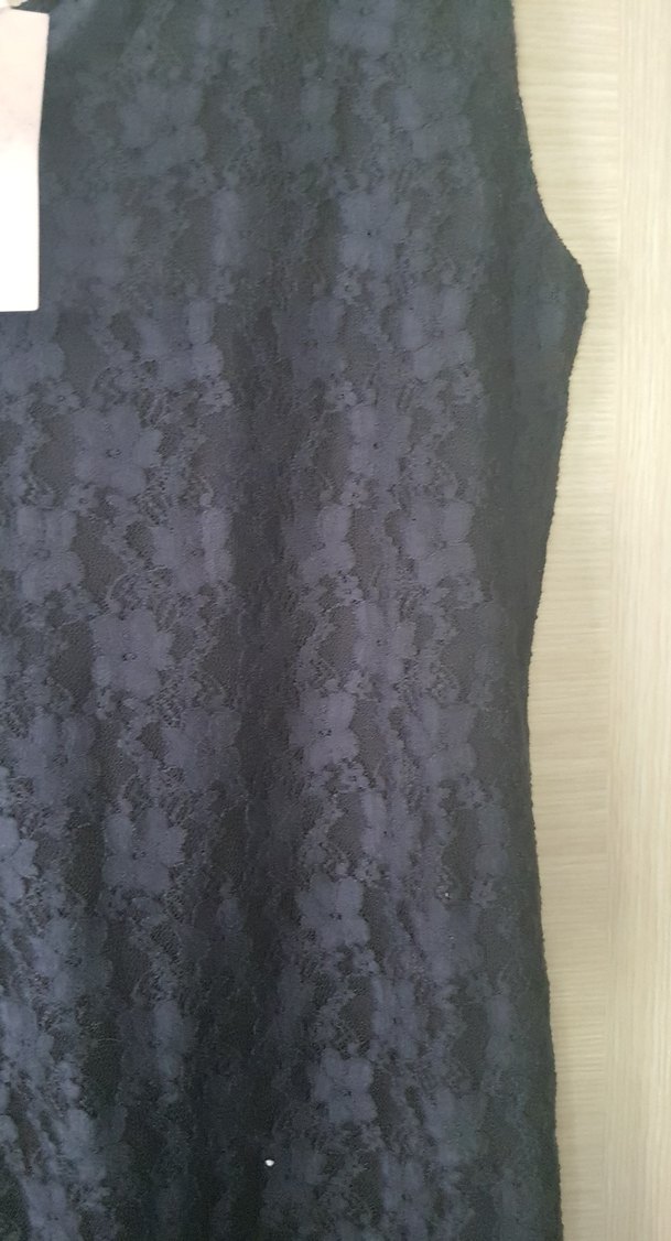 Lacivert Dantelli V Yaka Midi Elbise - Görsel 5