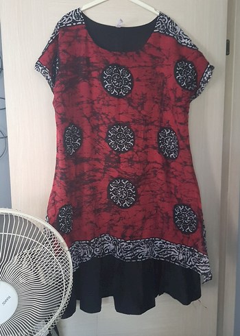 Bordo Batik Desenli Bohem Uzun Elbise