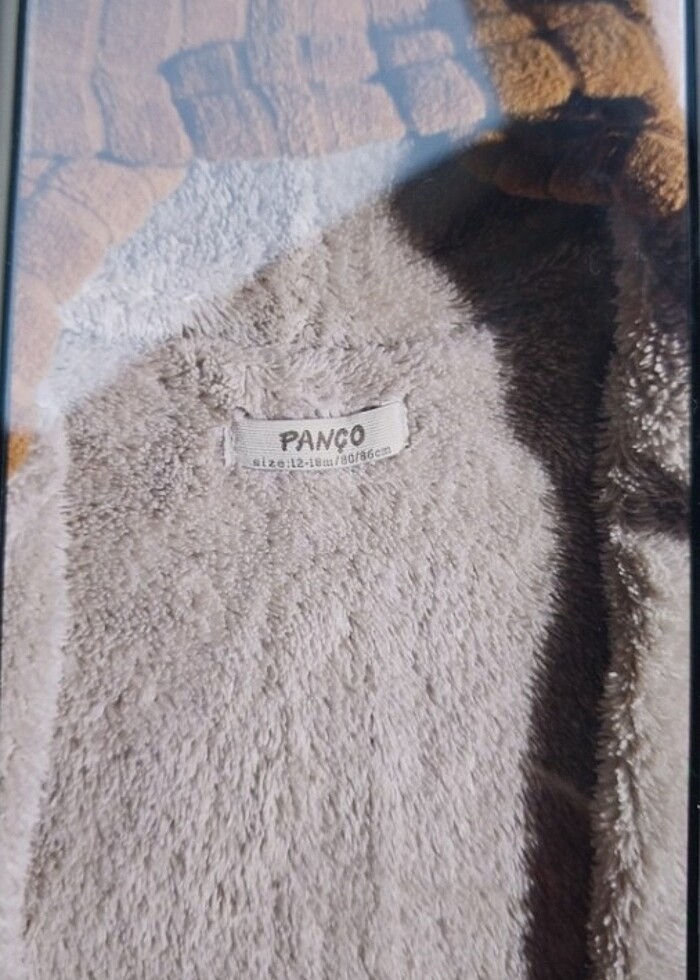 İçi pelüş kapüşonlu unisex  ÇOCUK kahverengi örgü mont - Görsel 2